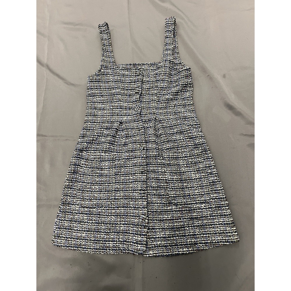 Free People Maxx Mini Shift Dress Multi Sleeveless Tweed Button Y2K Size XS